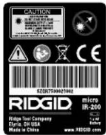 RIDGID Micro IR200 - WARNING - 2