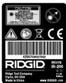 RIDGID Micro IR200 - WARNING - 2