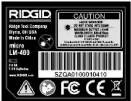 RIDGID Micro LM400 - Do not look into the laser beam. Looking into the laser beam may be hazardous to the eyes. - 2