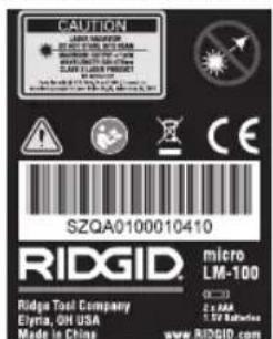 RIDGID Micro LM100 - WARNING - 2