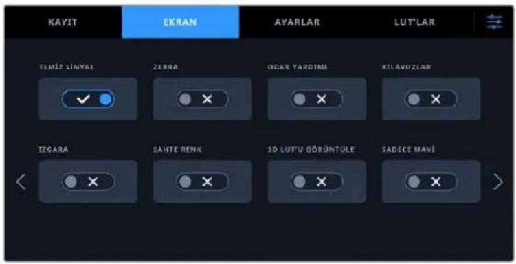 KAYIT EKRAN AYARLAR LUT'LAR TEMİZ SİNYAL ZERRA ODAE YARDIMI KILAVUTÇAR IZGARA SAHTE RENK 3D LUT'U GÖRÜNTÜLE SADECE MAVİ