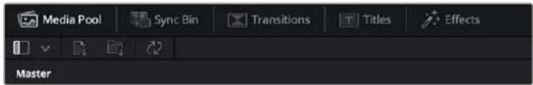 Media Pool Sync Bin Transitions Titles Effects Master
