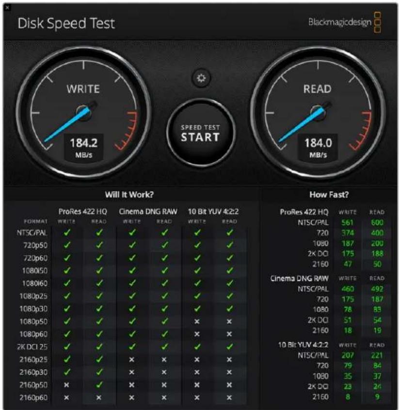 Blackmagic Design Video Assist 12G - 디스크 속도 확인하기 - 2