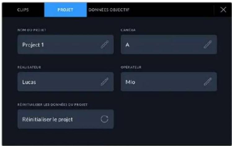 CLIPS PROJET DONNÉES OBJECTIF NOM DU PROJET Project 1 CAMERA A REALISATEUR Lucas OPÉRATEUR Mio RÉINITIALISER LES DONNÉES DU PROJET Réinitialiser le projet