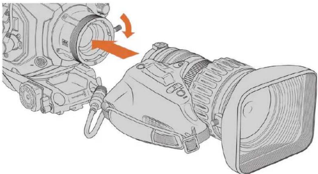 Blackmagic Design Ursa Studio Viewfinder G2 - So bringen Sie ein B4-Objektiv an: - 1