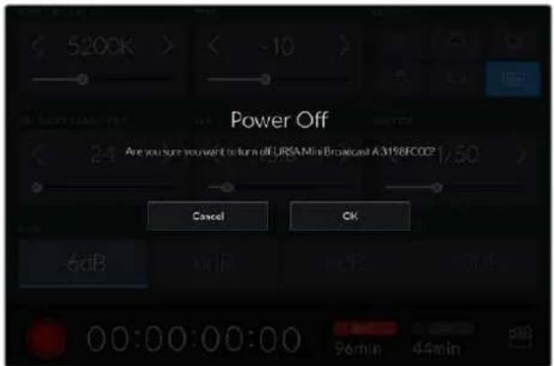 Power Off Are you sure you want to turn off USAMina Broadcast A3198C02? Cancel OK 6dB 00:00:00:00 96min 44min