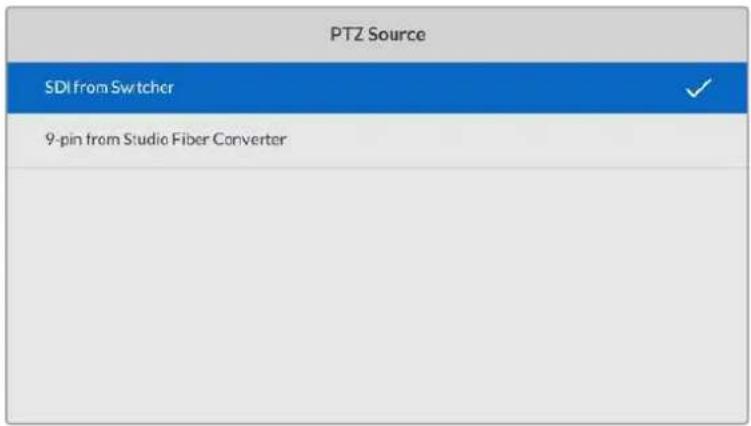 PTZ Source SDI from Switcher 9-pin from Studio Fiber Converter