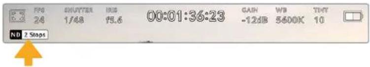 FPG 24 00:01:36:23 GAIN WB TINTY -12dB 5600K 10 ND 2 Stops