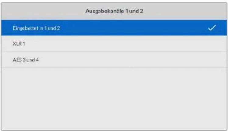 Ausgabekanäle 1 und 2 Eingebettet in 1 und 2 XLR 1 AES 3 und 4