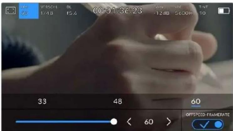 00:01:36:23 -12dB 5600R 10 33 48 60 OFFSPEED FRAMERATE < 60 >
