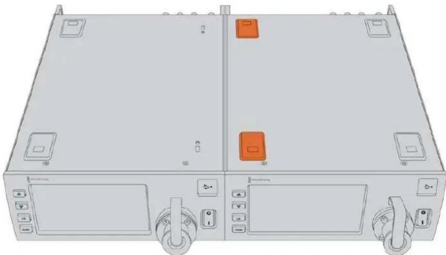 Blackmagic Design Ursa Studio Viewfinder G2 - Preparing two Blackmagic Studio Fiber Converters for side by side installation into a rack: - 1