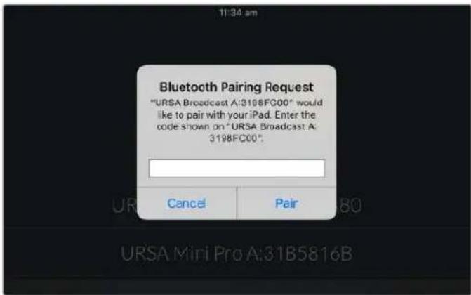 収録 モニター オーディオ セットアップ プリセット LUT BLUETOOTH名 B:E0522007 BLUETOOTH 探在のデバイス番号を解除 ベアリングデバイスをクリア 接続を解除 すべてをクリア John's iPad がカメラに接続しようとしています。 以下のパスコードをデバイスに入力してください。 098763