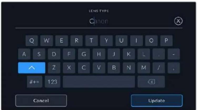 LENS TYPE Canon Q W E R T Y U I O P A S D F G H J K L . - ^ Z X C V B N M / , #+= 123 Cancel Update