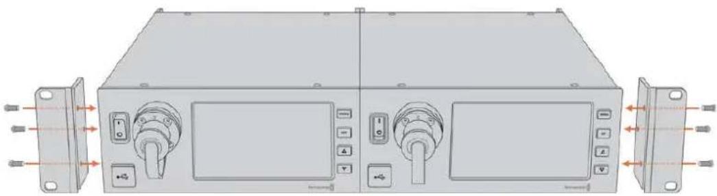 Blackmagic Design Ursa Studio Viewfinder G2 - 2台のBlackmagic Studio Fiber Converterを並べてラックマウントする準備作業： - 3