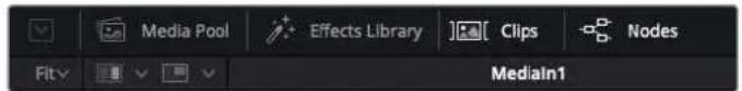 Media Pool Effects Library Clips Nodes Flt Mediain1