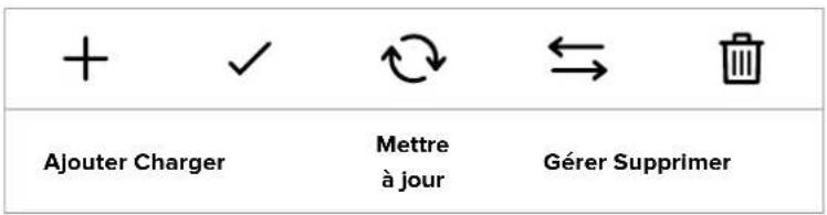 + ✓ ↔ ⇌ Ajouter Charger Mettre à jour Gérer Supprimer