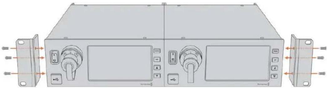 Blackmagic Design Ursa Studio Viewfinder G2 - Vorbereiten zweier Blackmagic Studio Fiber Converters für die Installation im Rack: - 3