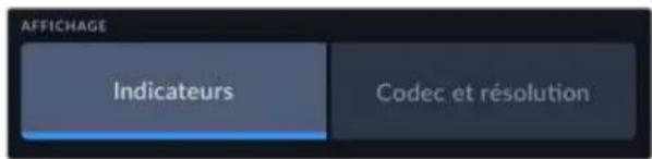 AFFICHAGE Indicateurs Codec et résolution
