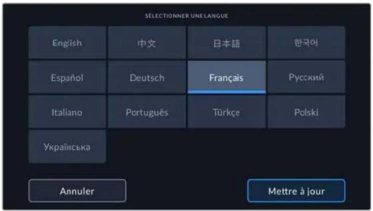 SELECTIONNER UNE LANGUE English 中文 日本語 한국어 Español Deutsch Français Rусский Italiano Português Turkçe Polski Українська Annuler Mettre à jour