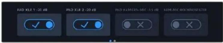 PAD XL2 1-20 dB PAD XLR 2 -20 dB PAD KAMERS-MIE -15 dB RAM-MIC HOCHROM/FILTER
