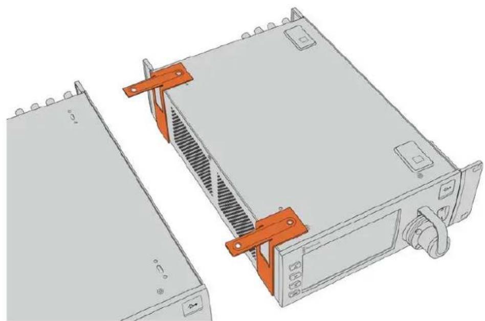 Blackmagic Design Ursa Studio Viewfinder G2 - Vorbereiten zweier Blackmagic Studio Fiber Converters für die Installation im Rack: - 2
