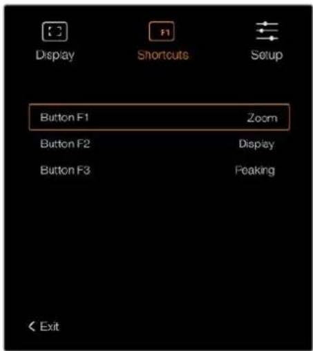 Display Shortcuts Setup Button F1 Zoom Button F2 Display Button F3 Foaking Exit