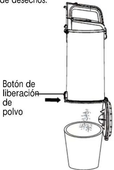 de desechos. Botón de liberación de polvo