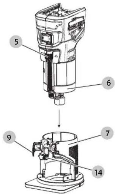 Technical diagram of a mechanical device with numbered parts for identification