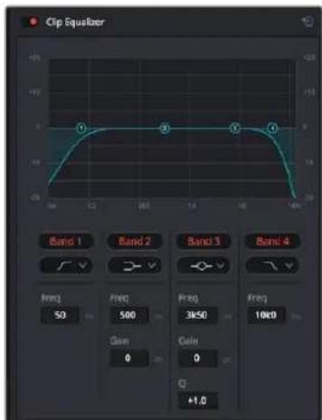Clip Equalizer Band 1 Band 2 Band 3 Band 4 Freq 50 Freq 500 Freq 3k50 Freq 10k0 Gain 0 Gain 0 Q +1.0