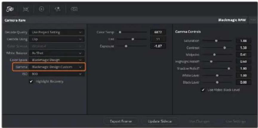 Camera Raw Blackmagic RAW Decide Quality Use Project Setting Decode Using Clip Color Screwer Version 4 White Balance As Shot Color Space Blackmagic Design Gamma Blackmagic Design Custom ISO 800 Highlight Recovery Color Temp 6872 End 11 Exposure -1.87 Gamma Controls Saturation 1.88 Contrast 1.50 Midpoint 0.41 Highlight Rolloff 0.60 Shadow Rolloff 1.80 White Level 1.00 Black Level 0.00 Use Video Black Level Export Frame Update Sidecar Use Changes Use Settings