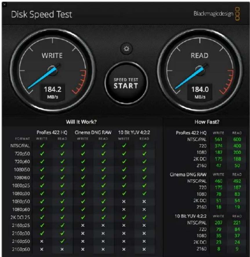 Blackmagic Design Video Assist 12G HDR - Tester la vitesse du support - 2