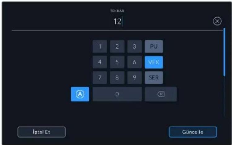 TEKRAR 12 1 2 3 PU 4 5 6 VFX 7 8 9 SER A 0 Iptal Et Güncelle