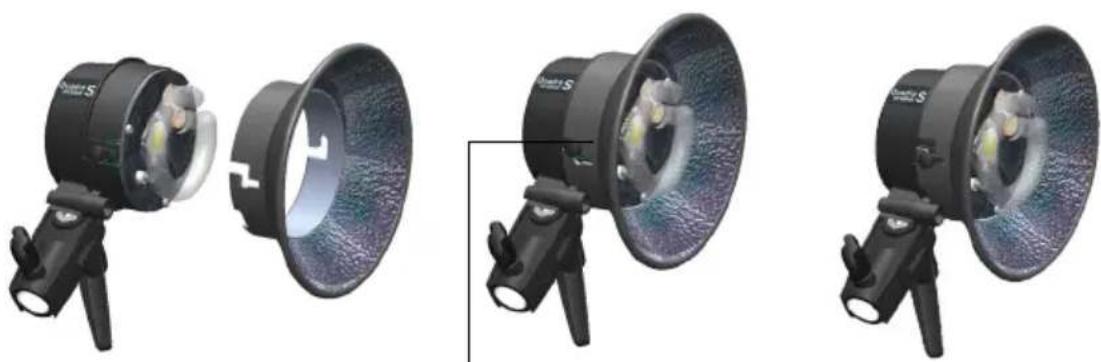 Elinchrom ELB 400 - QUADRA HEAD INFORMATIE REFLECTORS AANBRENGEN - 1