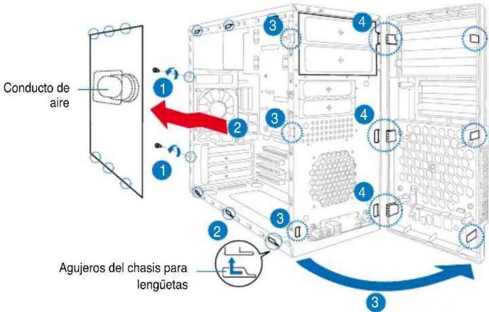 ASUS V2P5G45 - Retirando la cubierta lateral y el panel de ensamblaje frontal - 1