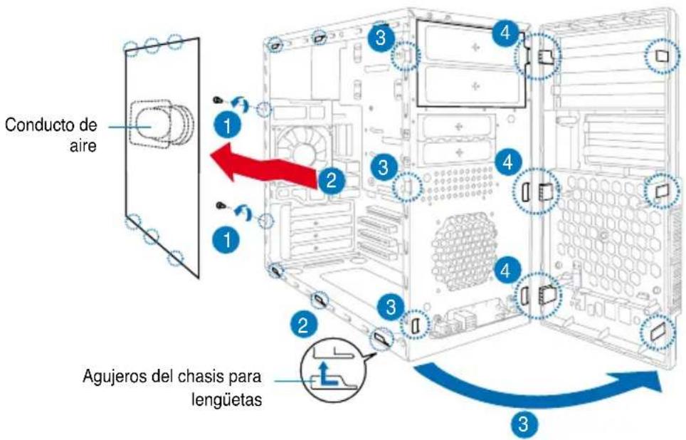 ASUS V2M3A3200 - Retirando la cubierta lateral y el panel de ensamblaje frontal - 1