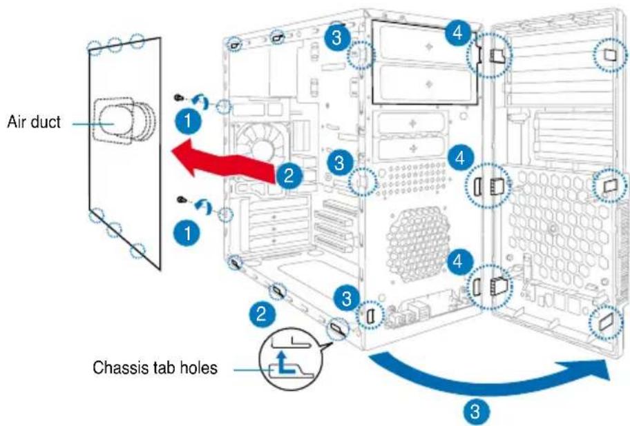 ASUS V2M3A3200 - Removing the side cover and front panel assembly - 1