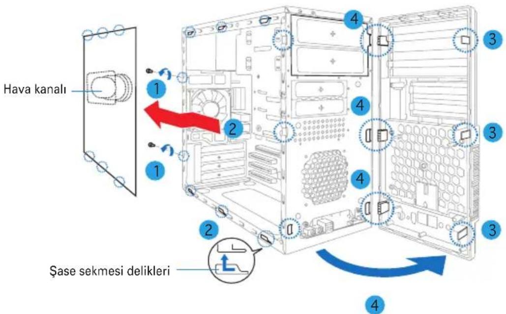 ASUS V2AH2 - Yan kapağın ve ön panel komplesinin çıkarılması - 1