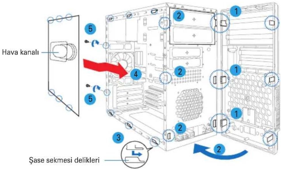 ASUS V2AH2 - Yuva kapaklarının çıkarılması ve ön panelin ve yan kapağın yeniden takılması - 2
