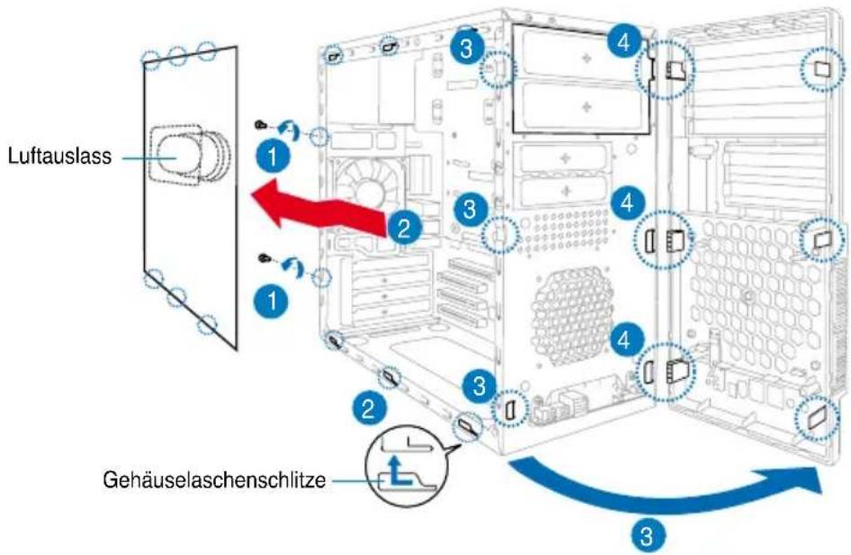 ASUS V3M3N8200 - Entfernen der Seitenabdeckung und der Frontabdeckung - 1