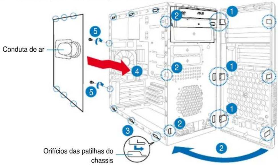 ASUS V2P5G31 - Remoção das tampas dos compartimentos e reinstalação do painel frontal e da tampa lateral - 1