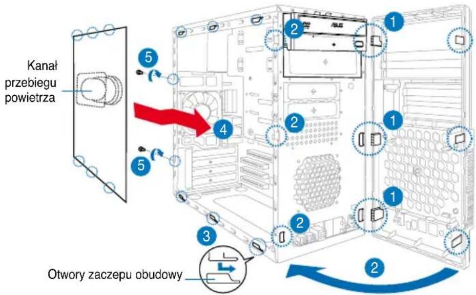 ASUS V3M2NC61P - Zdejmowanie pokryw wnęk i zakładanie zespołu panela przedniego i pokrywy bocznej - 2