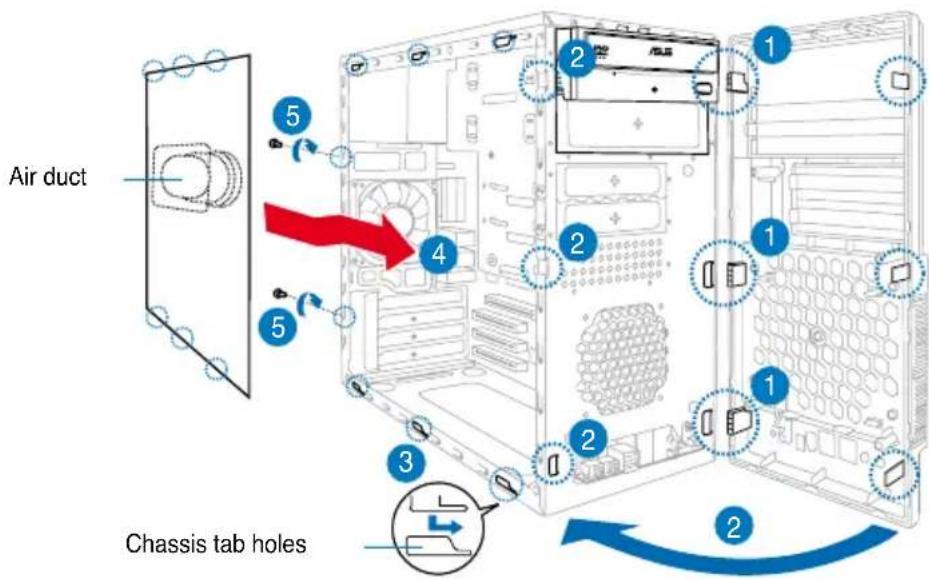 ASUS V3M2NC61P - Removing the bay covers and reinstalling the front panel assembly and side cover - 2