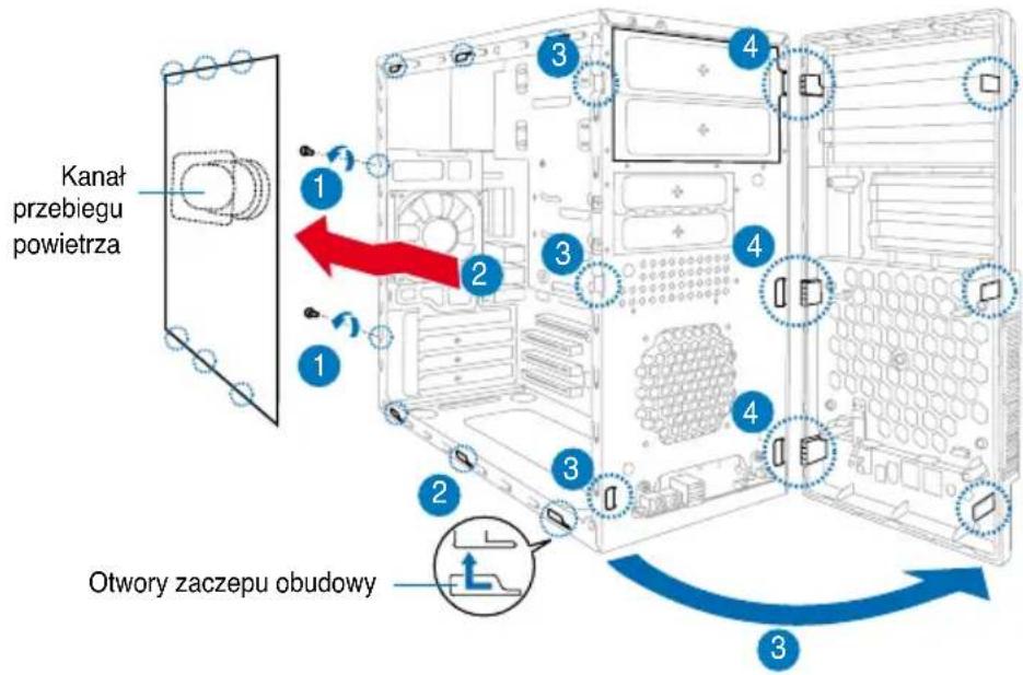 ASUS V3M2NC61P - Zdejmowanie pokrywy bocznej i zespołu panela przedniego - 1