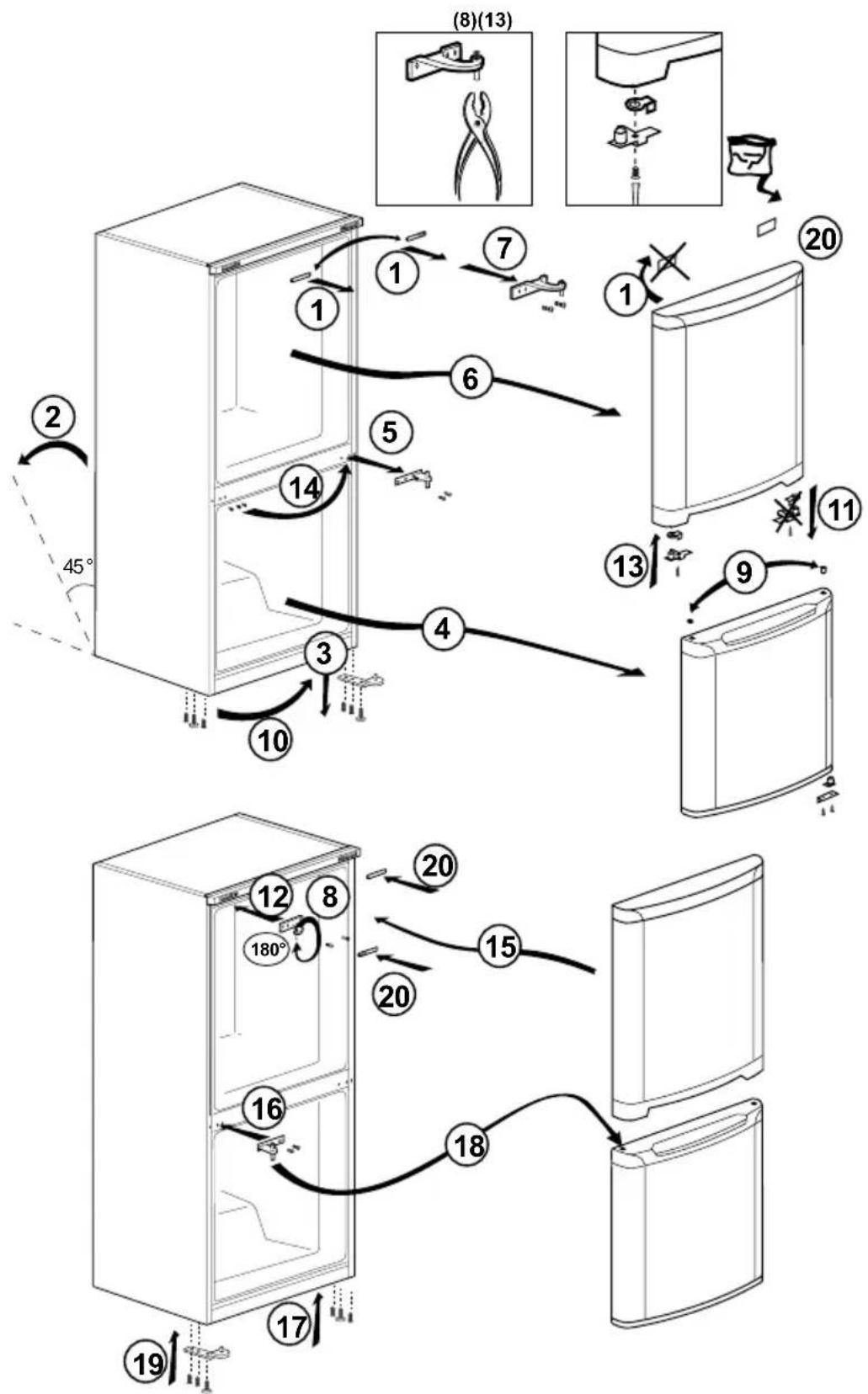 BEKO BFBF2715GSIM - Inversión de las puertas - 1
