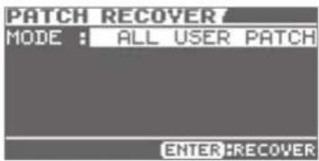 BOSS eBand JS10 - Restauración de la copia de seguridad de los patches de efecto del usuario almacenada en la tarjeta SD - 1