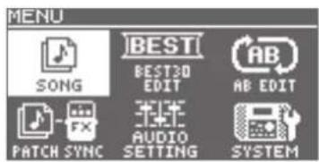 BOSS eBand JS10 - Menu on the top screen - 1