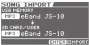 BOSS eBand JS10 - Importazione nell'unità JS-10 di brani memorizzati nell'unità Flash USB (Import) - 1