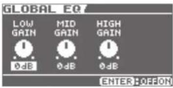 BOSS eBand JS10 - Réglage de l'équilibre des plages de fréquences hautes et basses (global EQ) - 1
