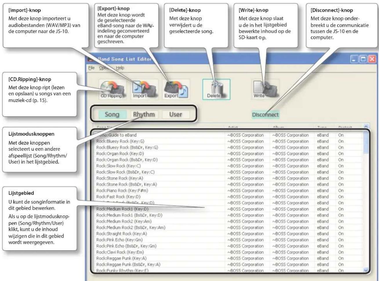 BOSS eBand JS10 - eBand Song List Editor gebruiken - 1