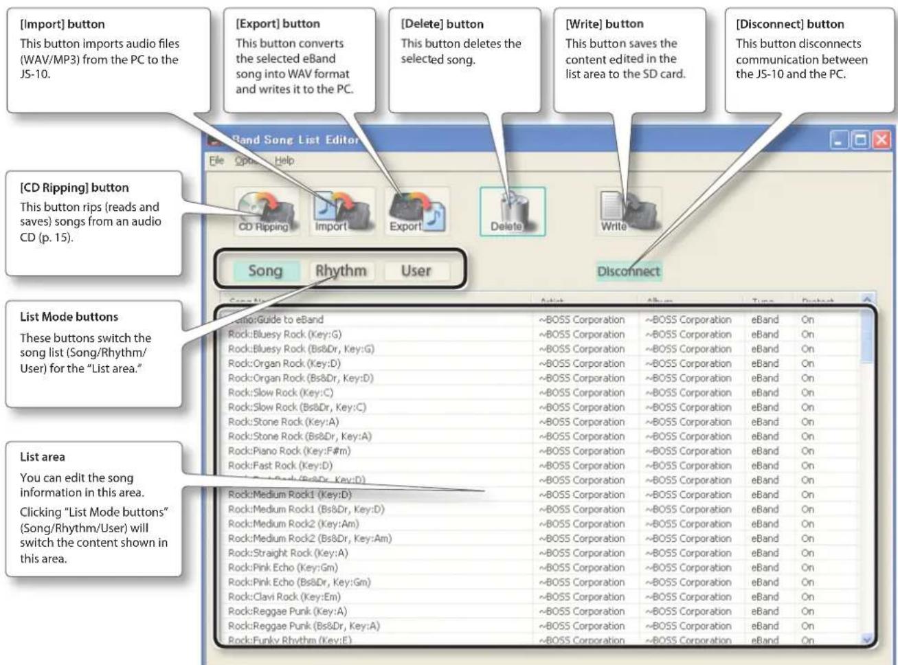 BOSS eBand JS10 - Using eBand Song List Editor - 1
